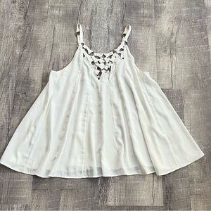 Free People White Lace Swing Tank Top Size M Boho Festival Blouse